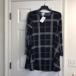Plaid Print Pocket Swing Dress